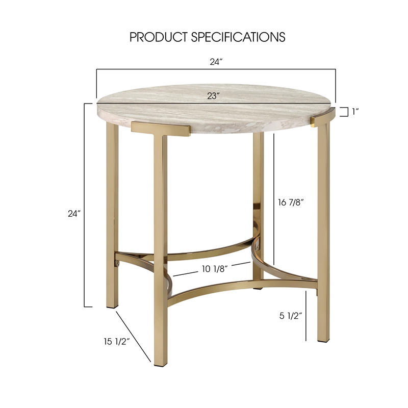 Furniture of America Vasket Contemporary Metal End Table in Gold Champagne