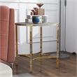 Furniture of America Vasket Contemporary Metal End Table in Gold Champagne