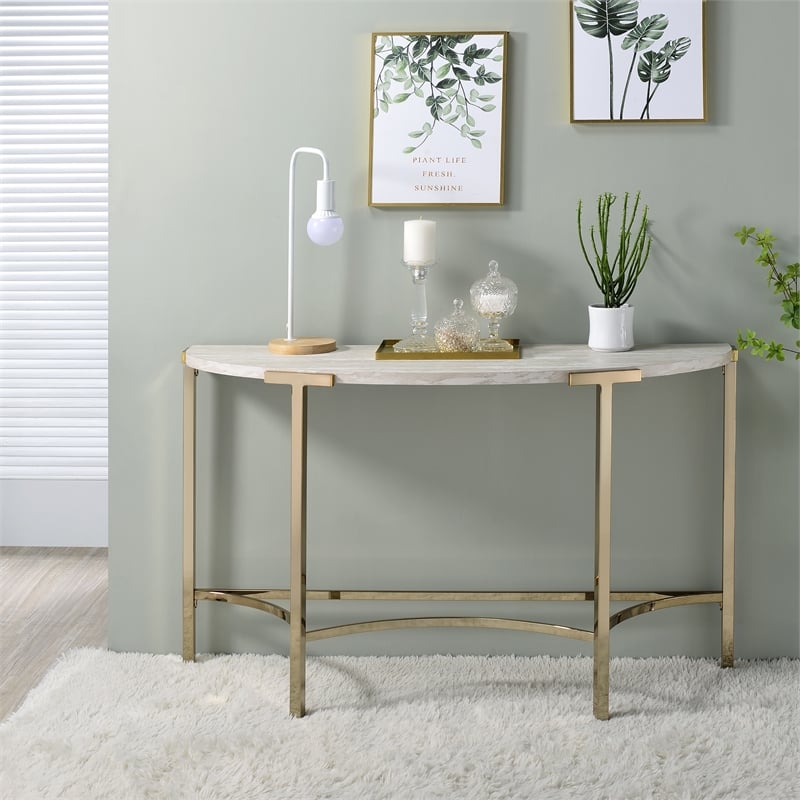 Furniture of America Vasket Contemporary Metal Sofa Table in Gold