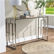 Furniture of America Harper Metal Chrome Sofa Table with Waterfall Pattern Top