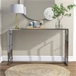 Furniture of America Harper Metal Chrome Sofa Table with Waterfall Pattern Top
