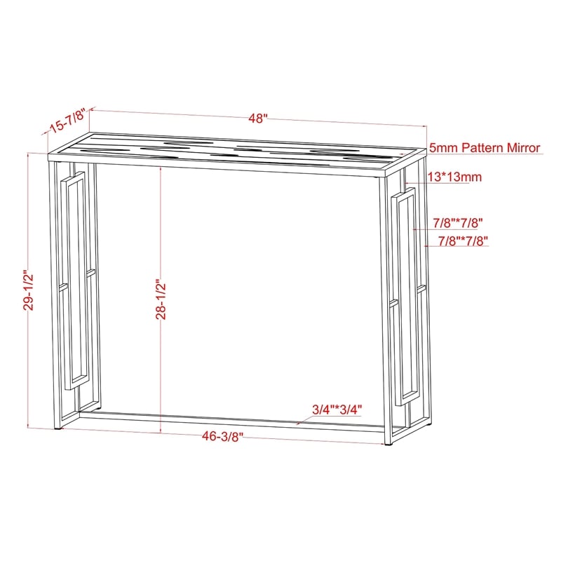 Furniture of America Harper Metal Chrome Sofa Table with Ripples Pattern Top