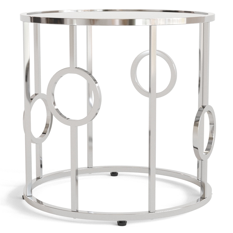 Furniture of America Harper Contemporary Metal Round End Table in Chrome