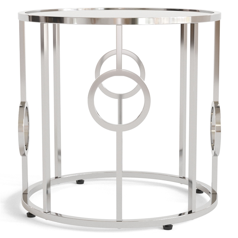 Furniture of America Harper Contemporary Metal Round End Table in Chrome