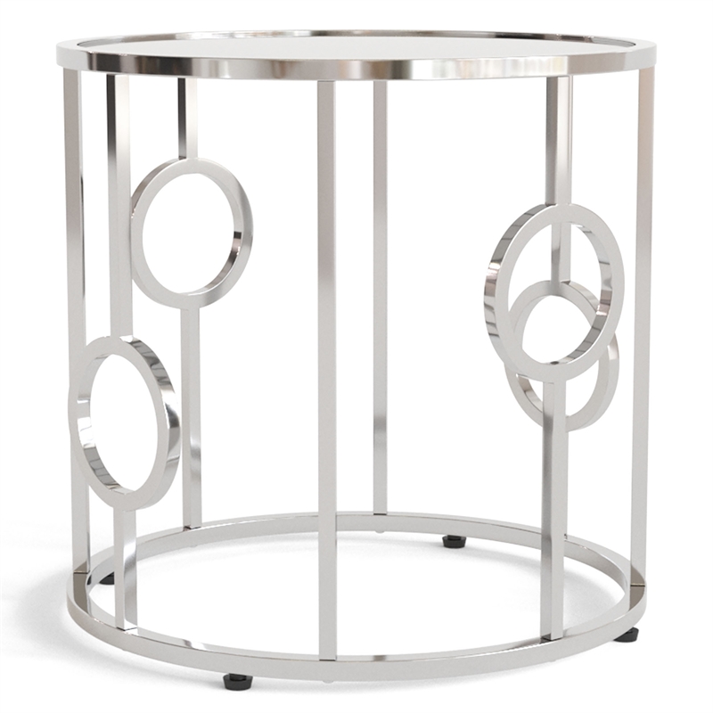 Furniture of America Harper Contemporary Metal Round End Table in Chrome