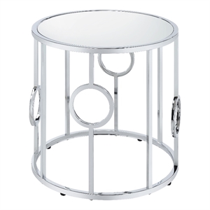 Furniture of America Harper Contemporary Metal Round End Table in Chrome