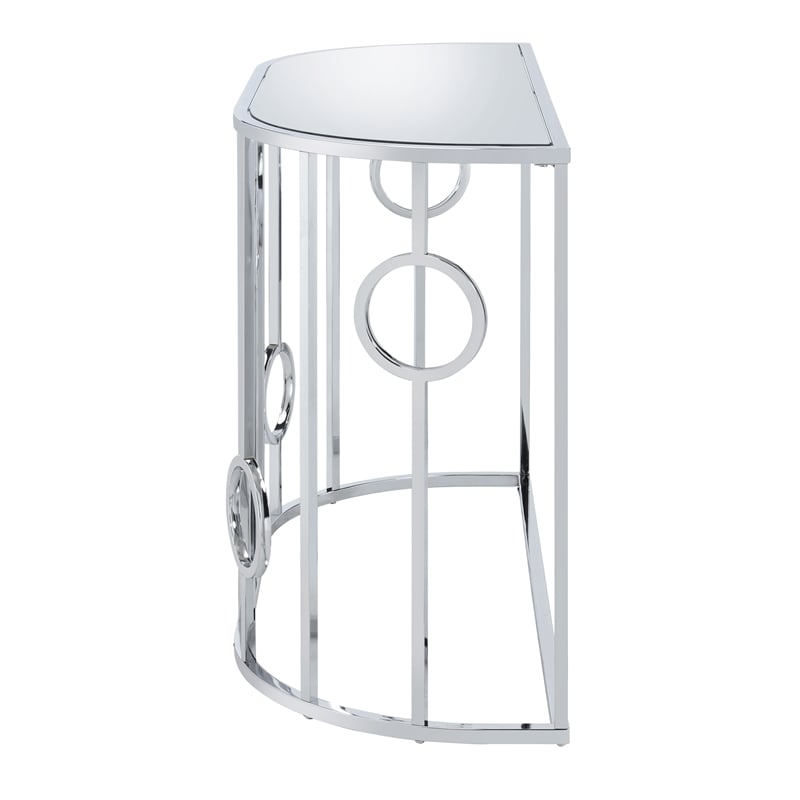 Furniture of America Harper Contemporary Metal Half-Circle Sofa Table in Chrome