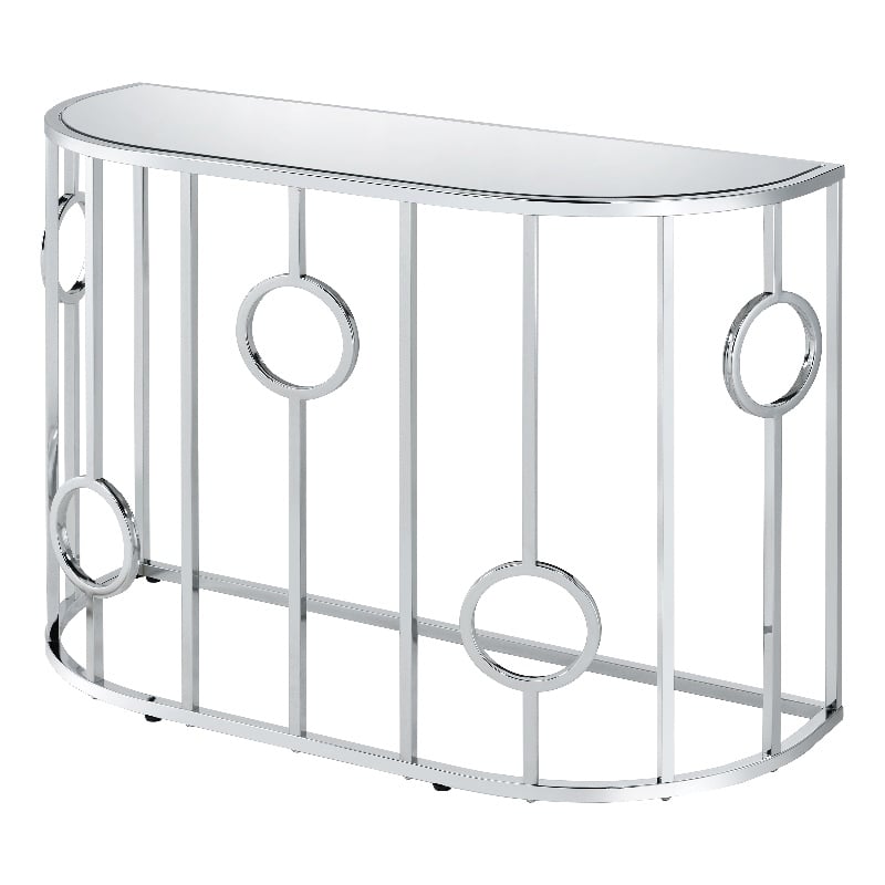 Furniture of America Harper Contemporary Metal Half-Circle Sofa Table in Chrome