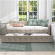 Furniture of America Harper Fabric Twin Daybed with Trundle in Beige
