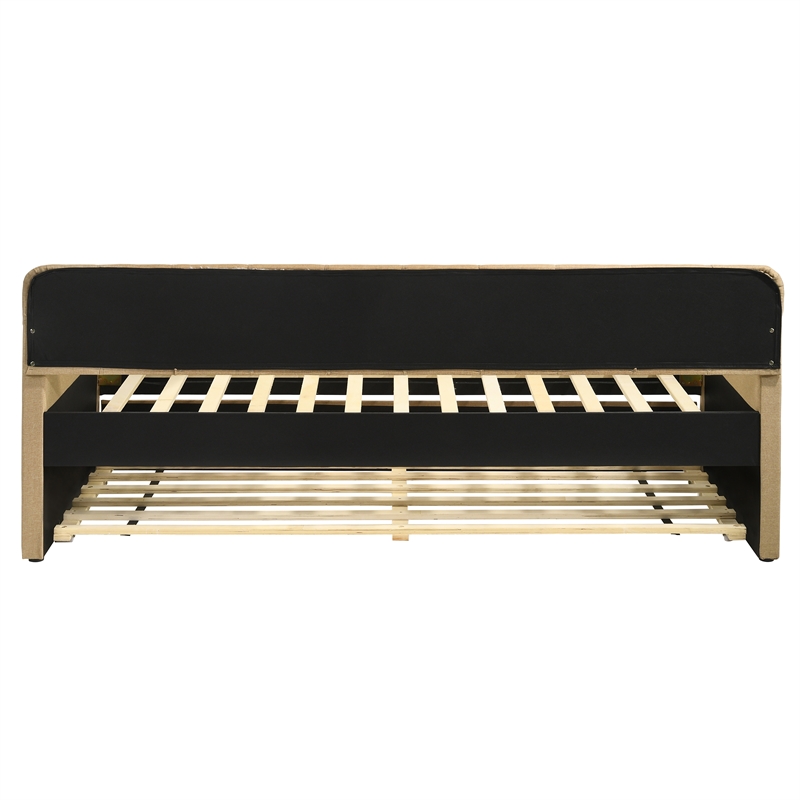 Furniture of America Knolt Fabric Twin Daybed with Trundle in Brown
