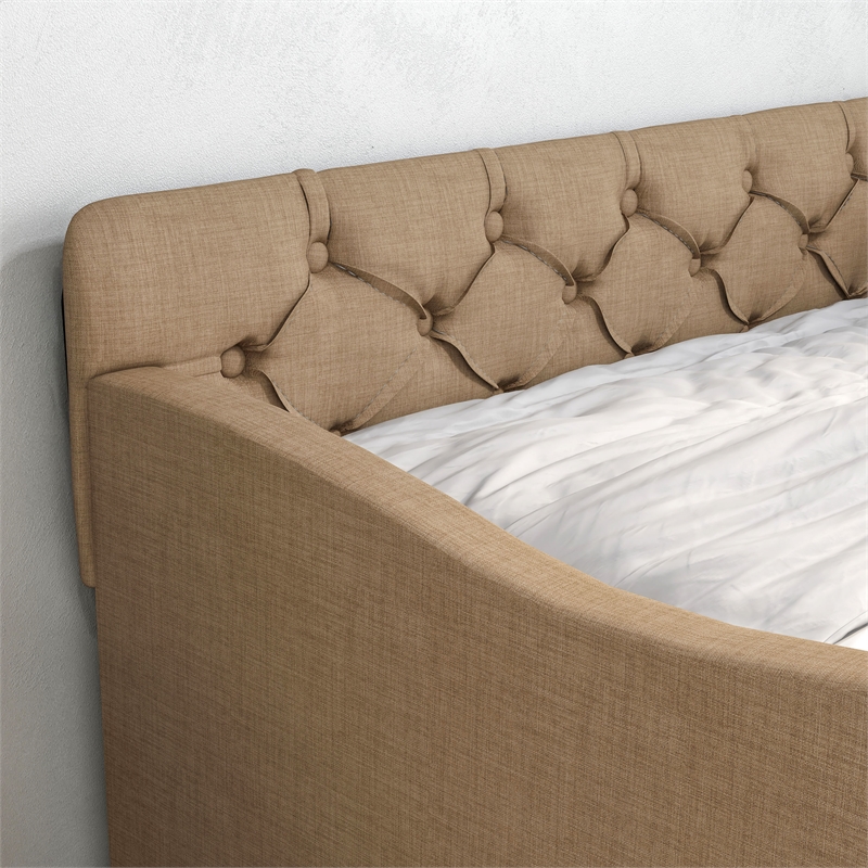 Furniture of America Knolt Fabric Twin Daybed with Trundle in Brown