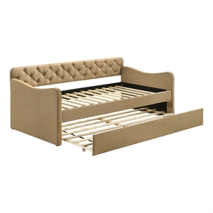 furniture of america knolt fabric twin daybed with trundle in brown