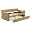 Furniture of America Knolt Fabric Twin Daybed with Trundle in Brown