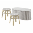 Furniture of America Hjem Aluminum 3pc Patio Coffee Table and Stool Set in Gray