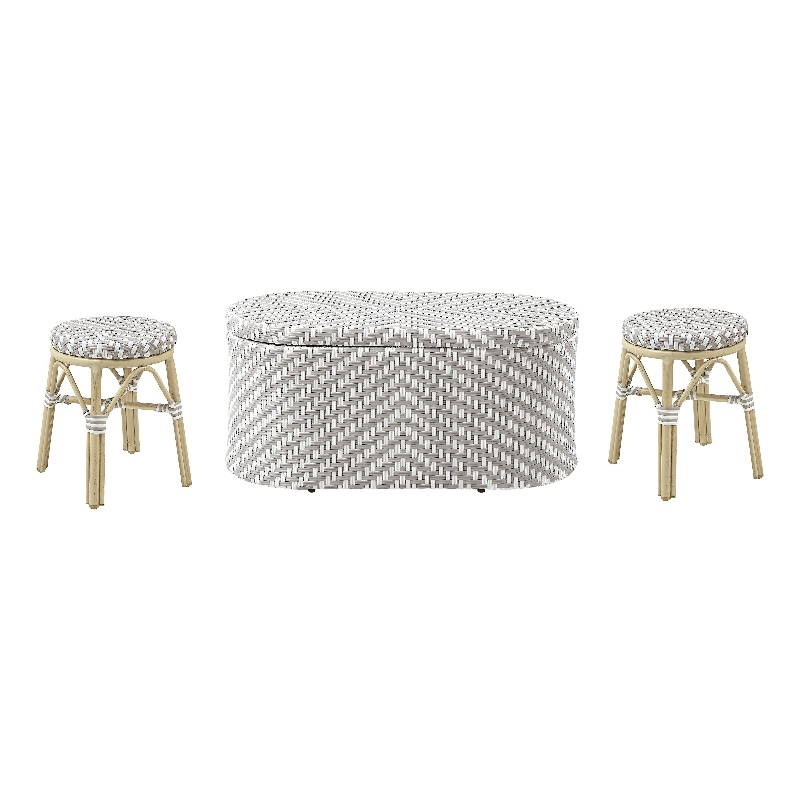 Furniture of America Hjem Aluminum 3pc Patio Coffee Table and Stool Set in Gray