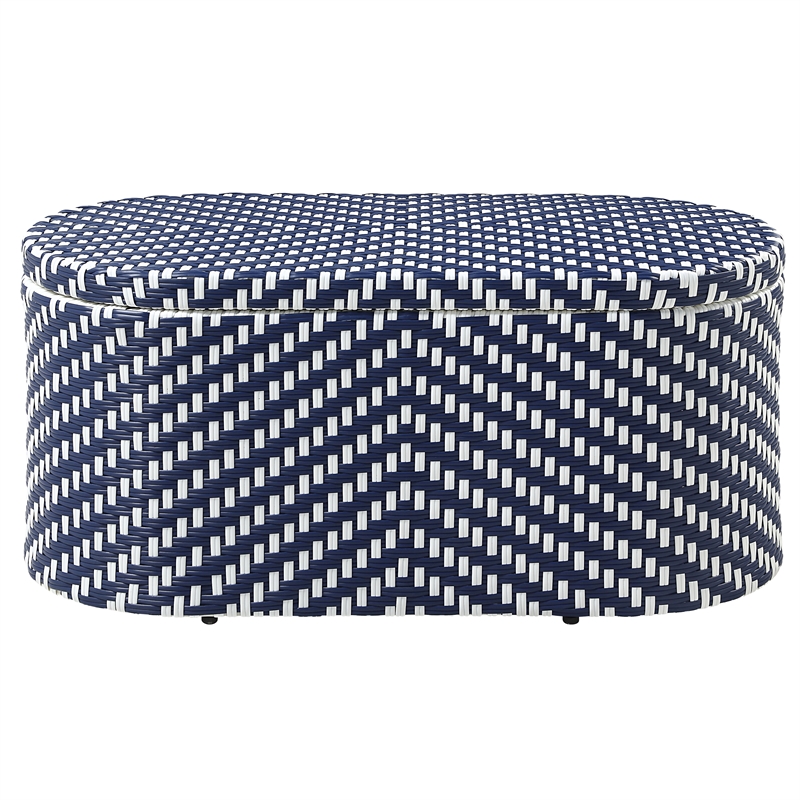 Furniture of America Hjem Aluminum 3pc Patio Coffee Table and Stool Set in Navy