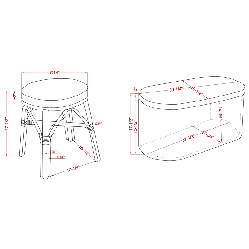 Furniture of America Hjem Aluminum 3pc Patio Coffee Table and Stool Set in Navy