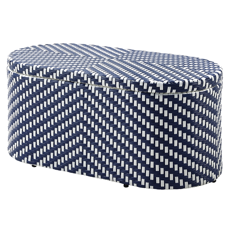Furniture of America Hjem Aluminum 3pc Patio Coffee Table and Stool Set in Navy