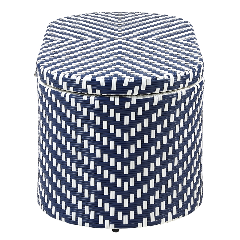 Furniture of America Hjem Aluminum 3pc Patio Coffee Table and Stool Set in Navy