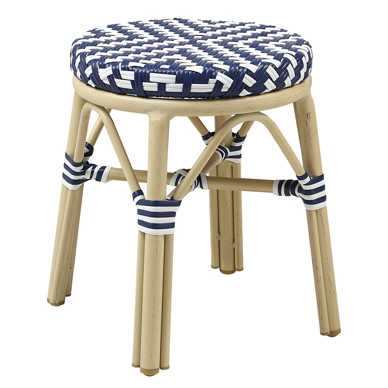 Furniture of America Hjem Aluminum 3pc Patio Coffee Table and Stool Set in Navy