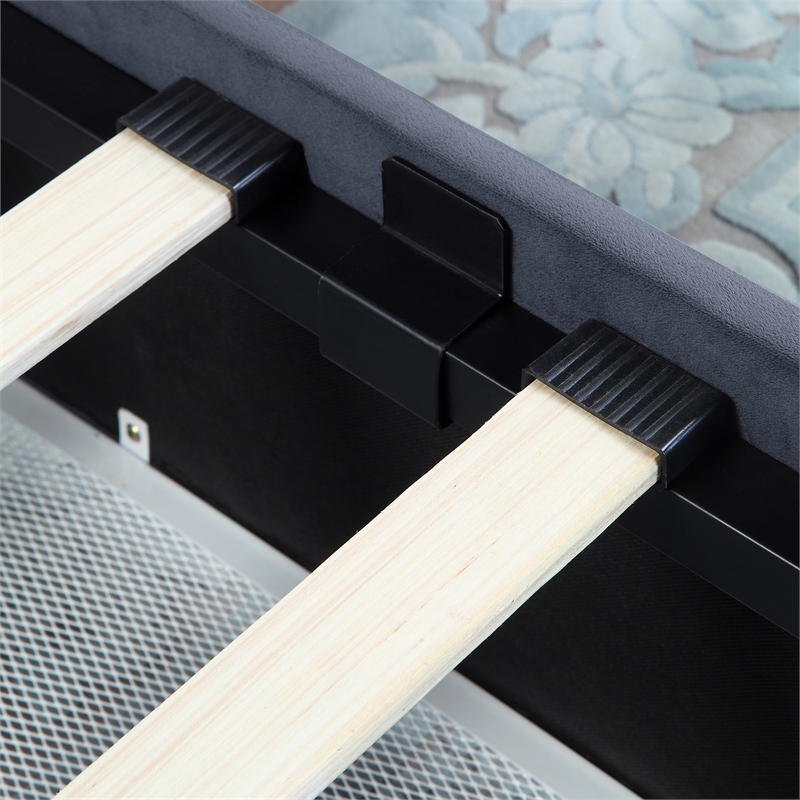 Furniture of America Harper Fabric Upholstered Queen Bed with 4-Drawer in Gray