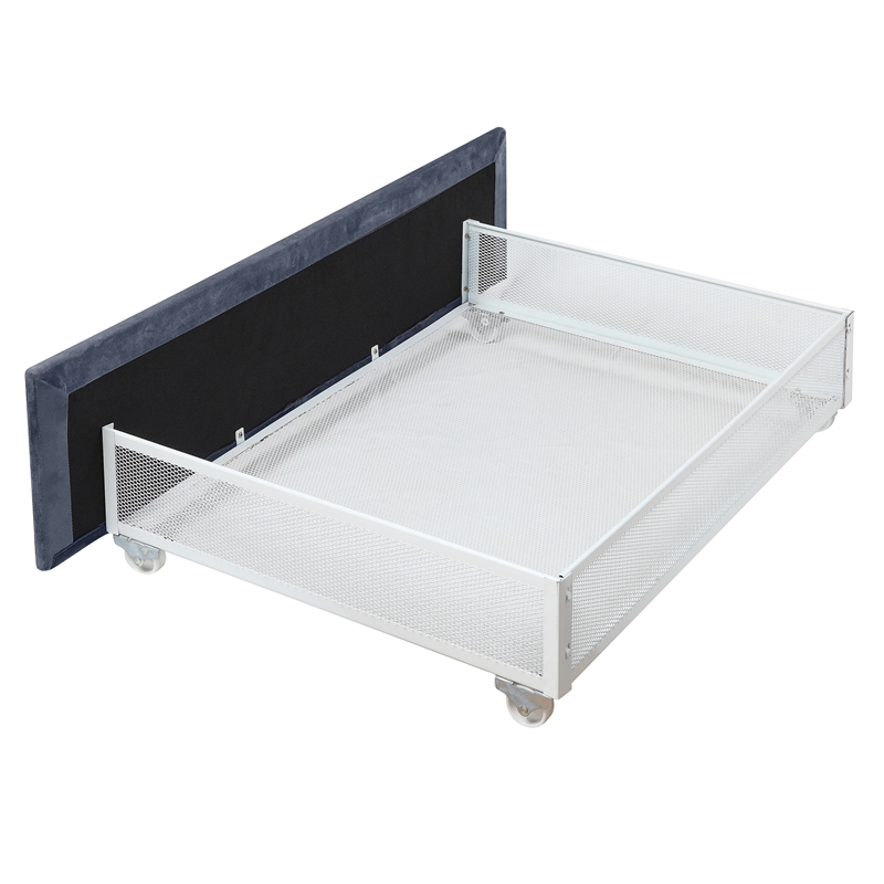 Furniture of America Harper Fabric Upholstered Queen Bed with 4-Drawer in Gray