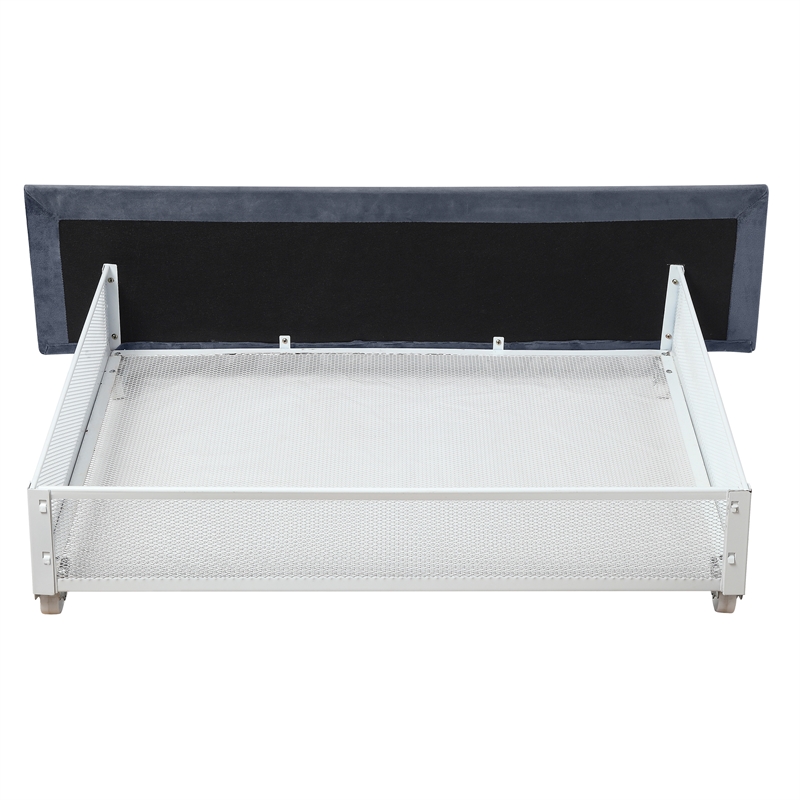 Furniture of America Harper Fabric Upholstered Queen Bed with 4-Drawer in Gray