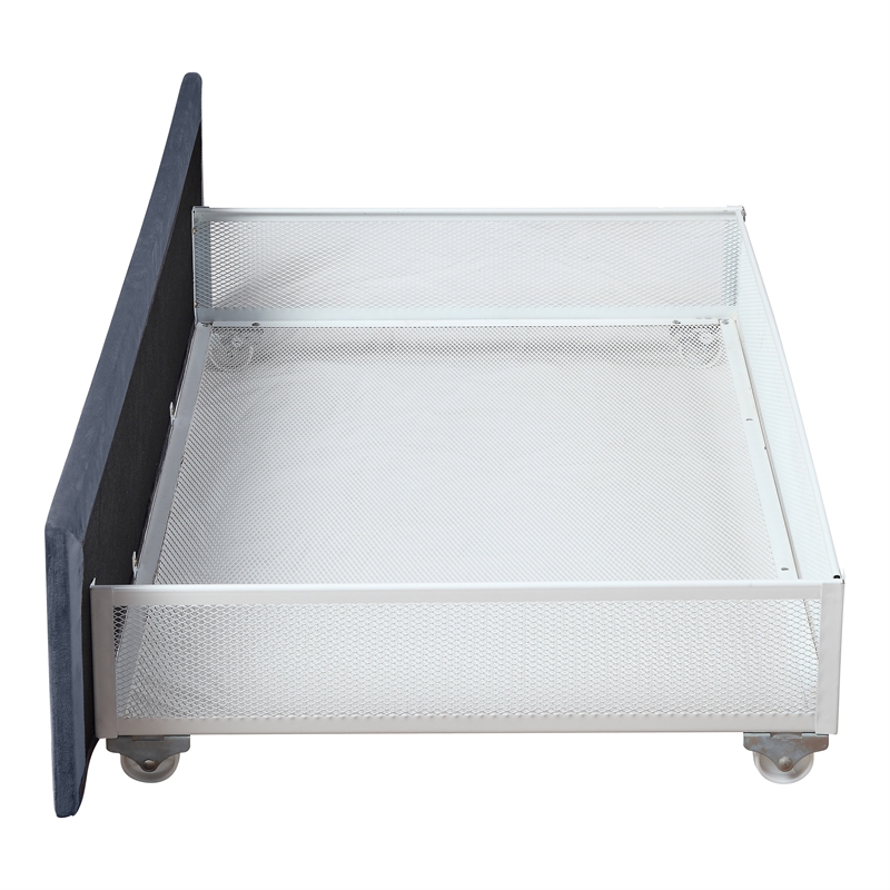 Furniture of America Harper Fabric Upholstered Queen Bed with 4-Drawer in Gray