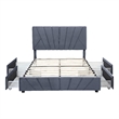 Furniture of America Harper Fabric Upholstered Queen Bed with 4-Drawer in Gray