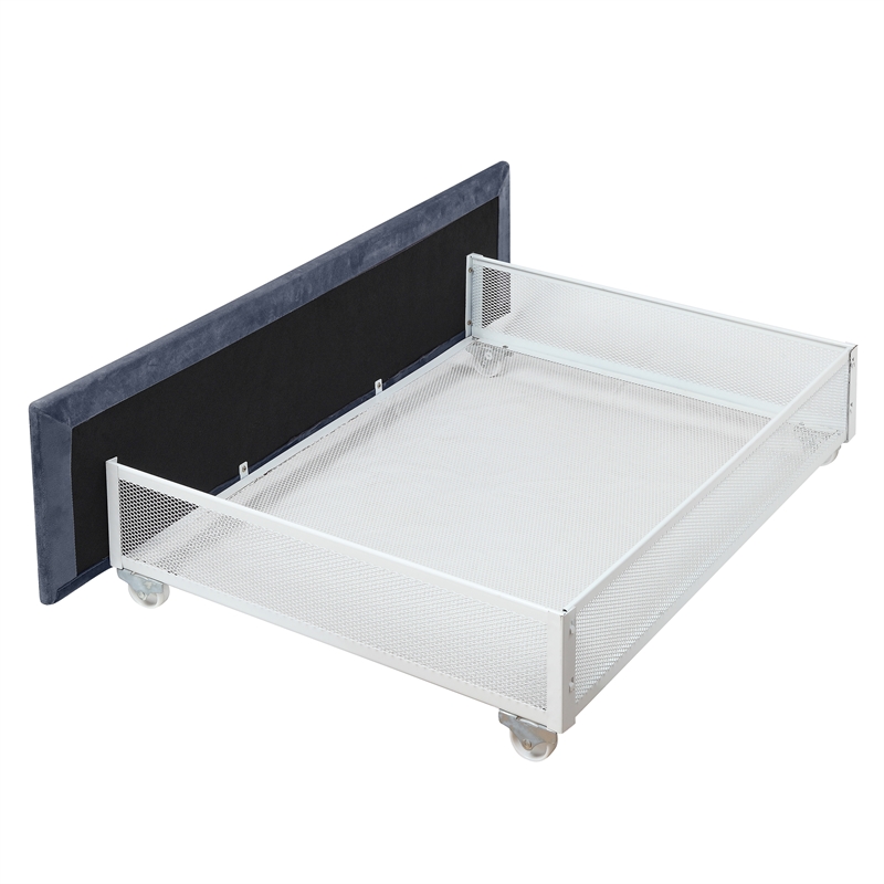 Furniture of America Harper Fabric Upholstered Full Bed with 4-Drawer in Gray