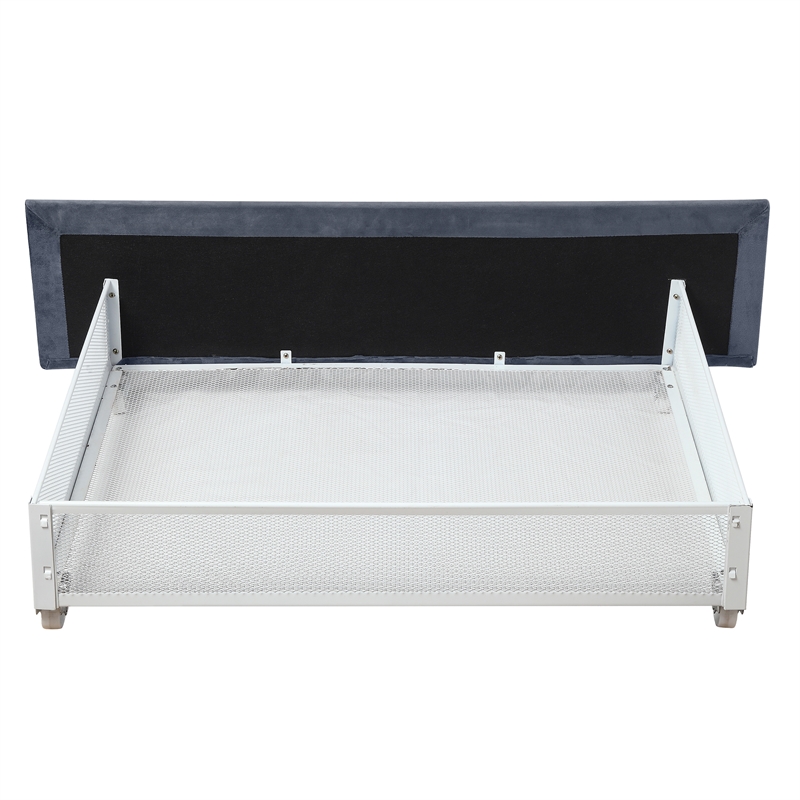 Furniture of America Harper Fabric Upholstered Full Bed with 4-Drawer in Gray