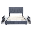 Furniture of America Harper Fabric Upholstered Full Bed with 4-Drawer in Gray