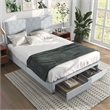 Furniture of America Harper Fabric Queen Bed with 2-Drawer in Light Gray
