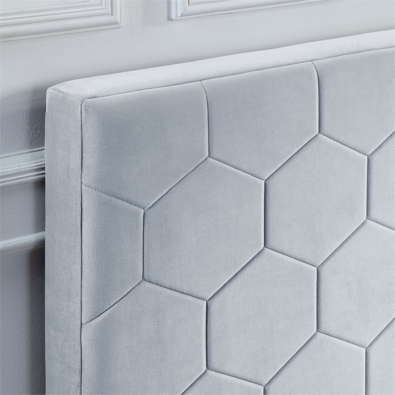 Furniture of America Harper Fabric Queen Bed with 2-Drawer in Light Gray