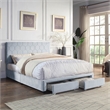 Furniture of America Harper Fabric Full Bed with 2-Drawer in Light Gray