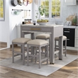 Furniture of America Ficus Wood 5-Piece Nested Counter Dining Table Set in Gray