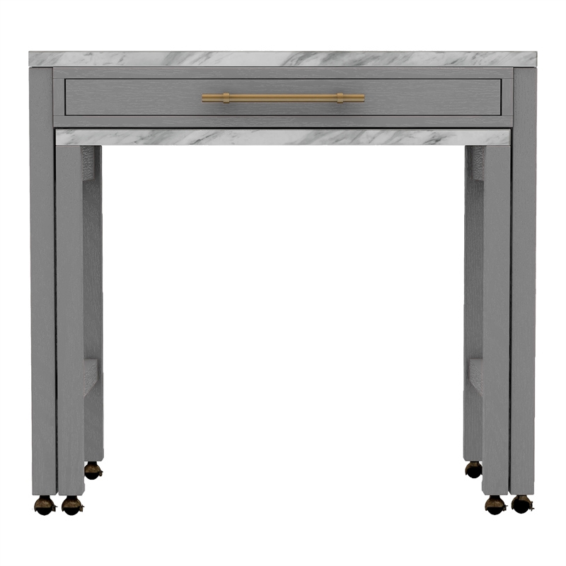 Furniture of America Ficus Wood 5-Piece Nested Counter Dining Table Set in Gray