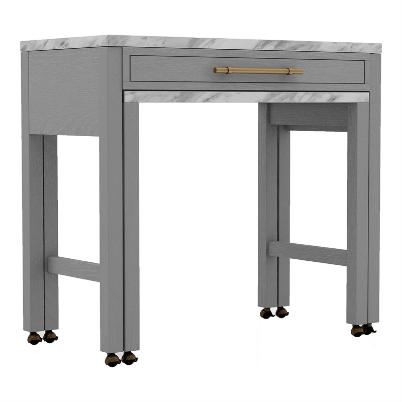 Furniture of America Ficus Wood 5-Piece Nested Counter Dining Table Set in Gray