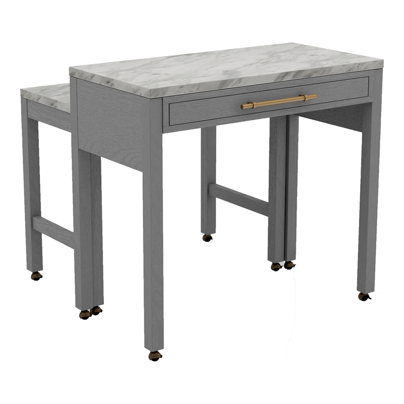 Furniture of America Ficus Wood 5-Piece Nested Counter Dining Table Set in Gray
