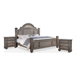 FOA Damos 3-Piece Gray Solid Wood Panel Bedroom Set - Cal King + 2 Nightstands