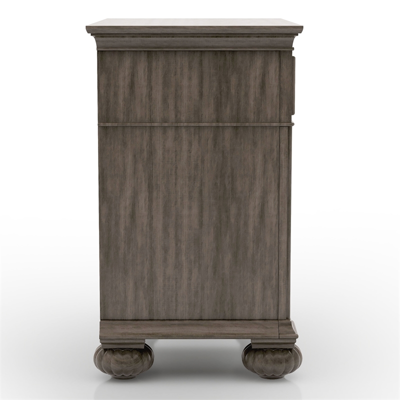 FOA Damos 6pc Gray Wood Bedroom Set-Cal King+2 Nightstands+Chest+Dresser+Mirror