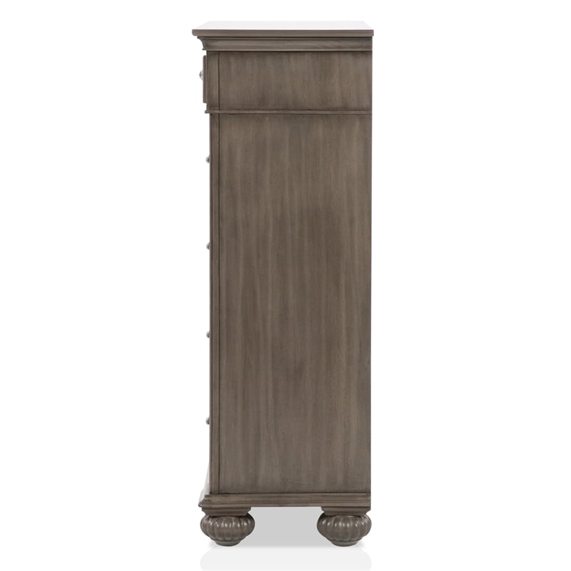 FOA Damos 6pc Gray Wood Bedroom Set-Queen+2 Nightstands+Chest+Dresser+Mirror