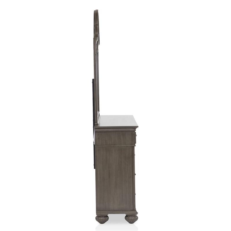 FOA Damos 5pc Gray Wood Bedroom Set - King+2 Nightstands+Dresser+Mirror