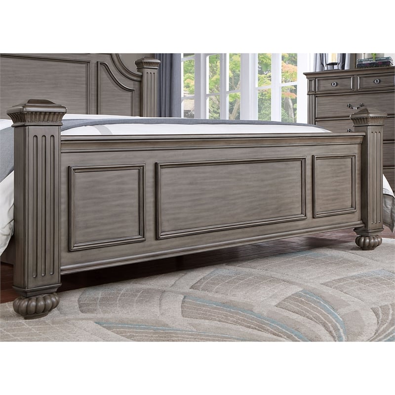 FOA Damos 5pc Gray Wood Bedroom Set - Queen+2 Nightstands+Dresser+Mirror