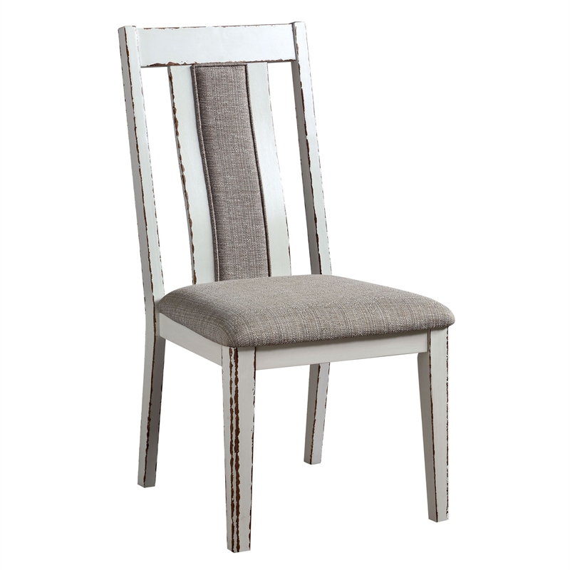 Furniture of America Fie Rustic Solid Wood 5-Piece Dining Table Set in White