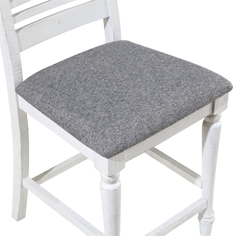 Furniture of America Treon Wood 5-Piece Counter Dining Set in Antique White