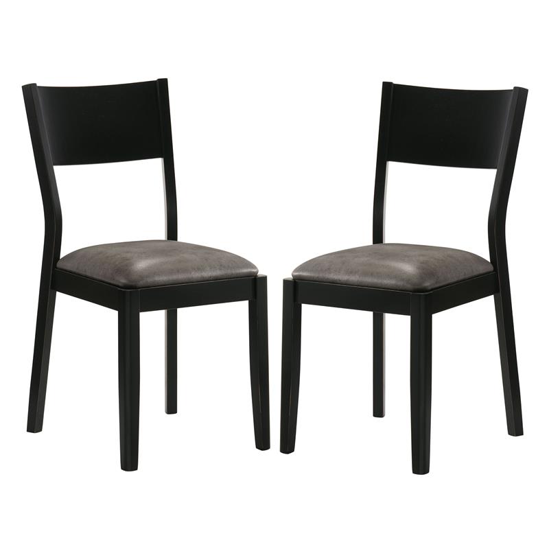 FOA Kapok Wood Padded 5-Piece Dining Set in Black and Gray