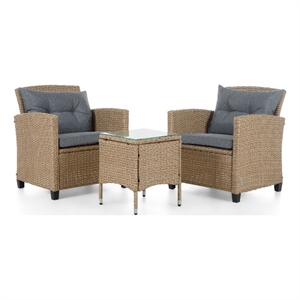 muse & lounge co. fields 3-piece outdoor patio set in natural pe wicker / rattan