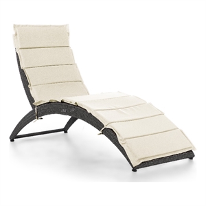 muse & lounge co. fields outdoor chaise lounge in gray pe wicker / rattan