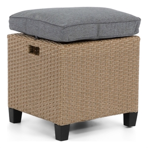 muse & lounge co. fields outdoor patio ottoman in natural pe wicker / rattan